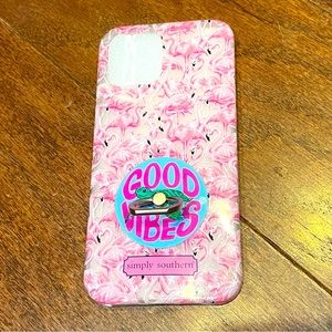 Simply Southern Flamingo iphone 12 Pro Max Case Good Vibes Turtle Ring Hold NEW